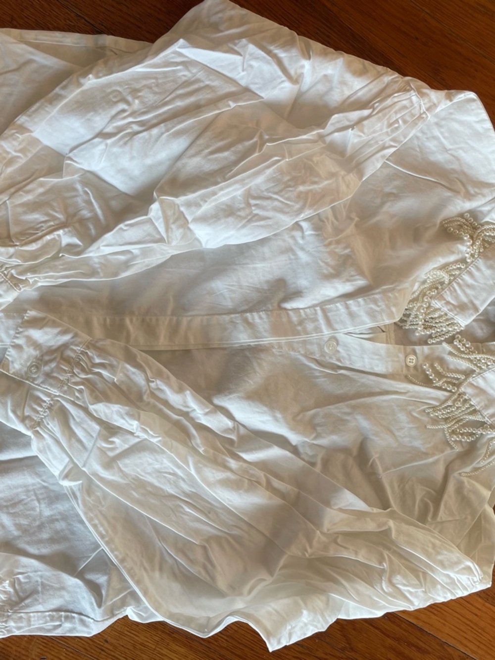 White Pearl-Trim Button Shirt